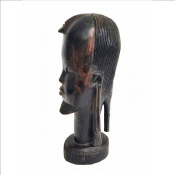 Vintage African Ebony Wood Tribal Carving Sculpture Bust