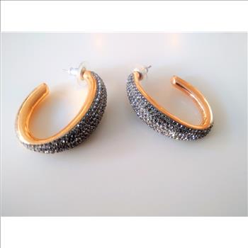 Gorgeous Swarovski Black Crystal Hoop Earrings
