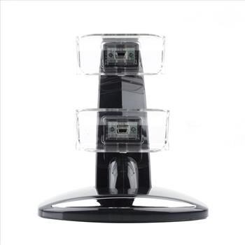 Dual Wireless Controller USB Charger Charging Dock Station Blue LED For Sony PS3