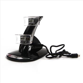 Dual Wireless Controller USB Charger Charging Dock Station Blue LED For Sony PS3