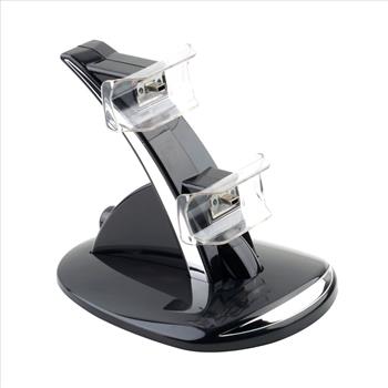 Dual Wireless Controller USB Charger Charging Dock Station Blue LED For Sony PS3