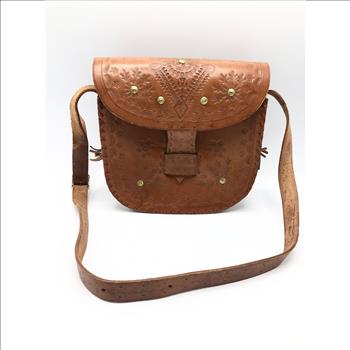 Brown Leather Shoulder Saddle Bag Style Purse