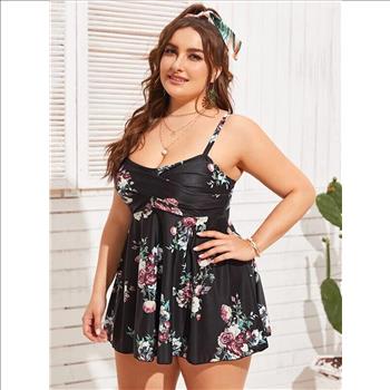 Ladies Plus Floral Ruched Bikini Swimsuit Size 3XL