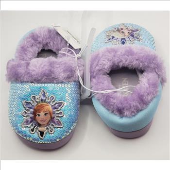 NWT Toddler's Disney Frozen Elsa & Anna Sequin Slippers Sz S (5-6) Girls