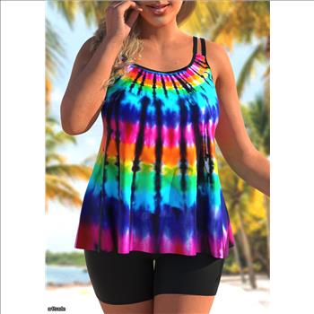 Ladies Rainbow Color Plus Size Tankini Top Size XL