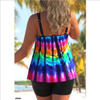 Ladies Rainbow Color Plus Size Tankini Top Size XL