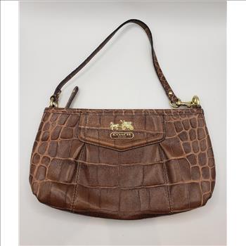 Pre-Used Coach Embossed Faux Croc Leather Clutch/Wristlet