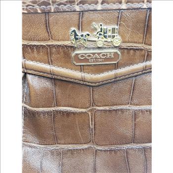 Pre-Used Coach Embossed Faux Croc Leather Clutch/Wristlet