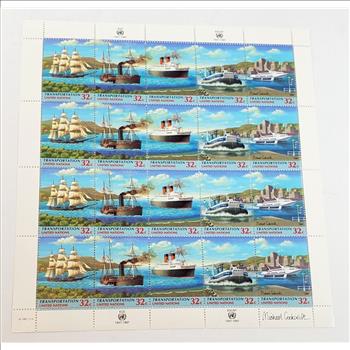 1947 - 1997 Block of 20 UN Transportation Stamps Mint
