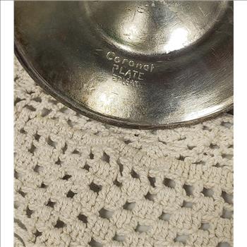 VTG Suncor Coronet Plate E.P. Lead Pair of Silver Plated Candlestick Holders