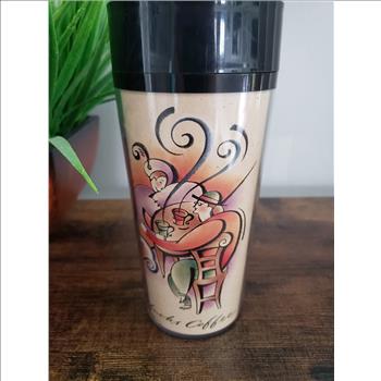 Starbucks Coffee Vintage Thermo-Serv Plastic Travel Tumbler, Made in U.S.A.