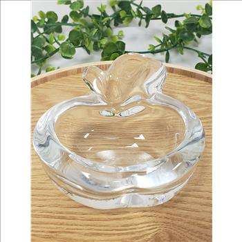 Vintage Art Vannes France Lead Crystal Clear Apple Shaped Ashtray/Trinket Bowl