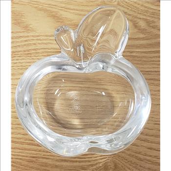 Vintage Art Vannes France Lead Crystal Clear Apple Shaped Ashtray/Trinket Bowl