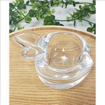 Vintage Art Vannes France Lead Crystal Clear Apple Shaped Ashtray/Trinket Bowl
