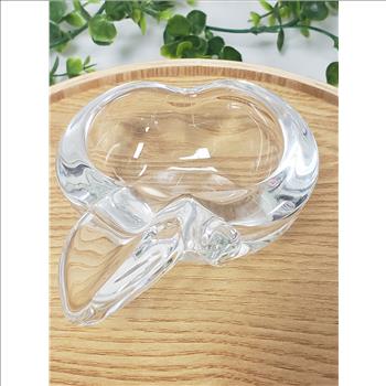 Vintage Art Vannes France Lead Crystal Clear Apple Shaped Ashtray/Trinket Bowl