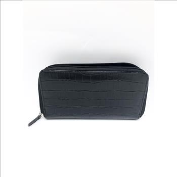 Brighton Black Croc Leather Zip Around Wallet