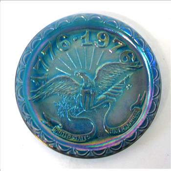 Vintage Bicentennial Blue Carnival Glass Plate