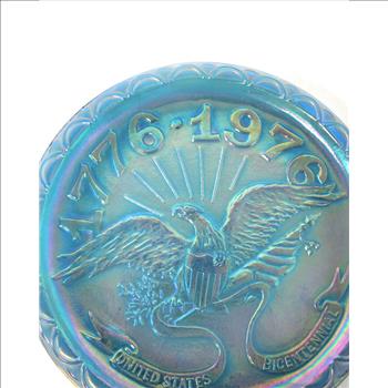Vintage Bicentennial Blue Carnival Glass Plate