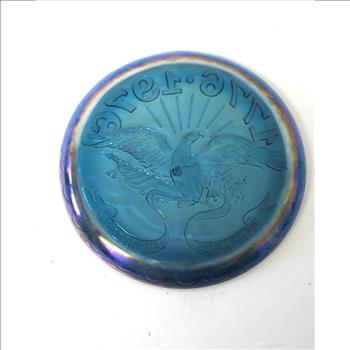Vintage Bicentennial Blue Carnival Glass Plate