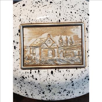 VTG Italian Spatter Painted Hinged Lid Footed Jewelry Box - Made in Italy