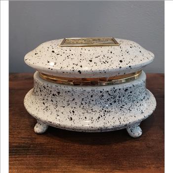 VTG Italian Spatter Painted Hinged Lid Footed Jewelry Box - Made in Italy