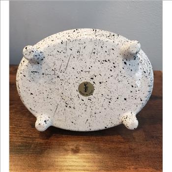 VTG Italian Spatter Painted Hinged Lid Footed Jewelry Box - Made in Italy