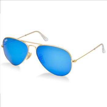 Rayban Aviator Sunglasses - with Case - 3026 - Gold Frame/ Blue Mirror Lens