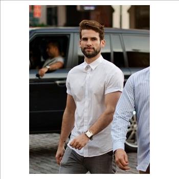 New Banana Republic Men's Short Sleeve Button Down With Pocket, L