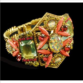 New - Set of 2 Designer Elizabeth Cole Jewellery Pieces - Fire Opal and Gemstone Necklace with Matching Bracelet - $189.00 Retail