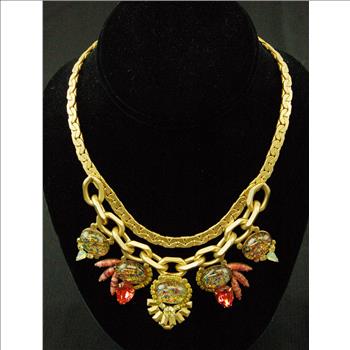 New - Set of 2 Designer Elizabeth Cole Jewellery Pieces - Fire Opal and Gemstone Necklace with Matching Bracelet - $189.00 Retail