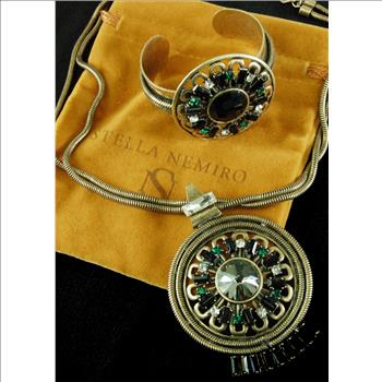 New - Set of 2 Designer Stella Nemiro Swarovski Crystal and Gemstone Necklace and Bracelet - OVER 80% OFF - $189.00 Retail