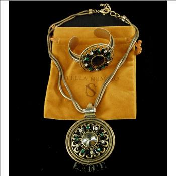 New - Set of 2 Designer Stella Nemiro Swarovski Crystal and Gemstone Necklace and Bracelet - OVER 80% OFF - $189.00 Retail