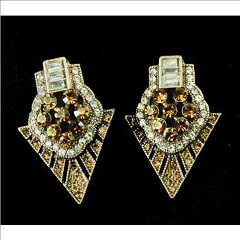 CHRISTMAS - New - Set of 2 Designer Stella Nemiro Gold Plated Swarovski Crystal and Gemstone Necklace and Earrings - $189.00 Retail