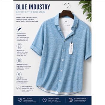 Shirt Men's Medium Blue Industry Sz Medium