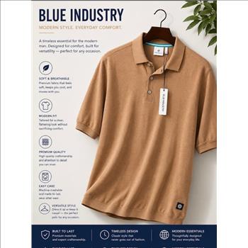 Shirt Men's Large Blue Industry Sz Large
