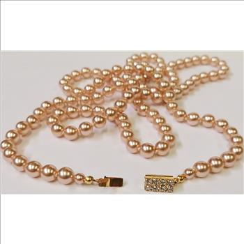 PEARL NECKLACE - CHAMPAGNE COLOR PEARLS FROM CZECH REPUBLIC