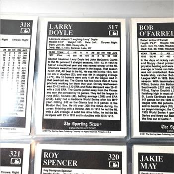Lot of Over 225 1991 The Sporting News Publishing Company MLB Baseball Card Collection Black & White Photos