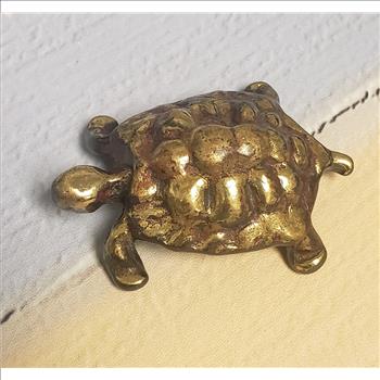 Vintage Solid Brass Small Turtle Figurine