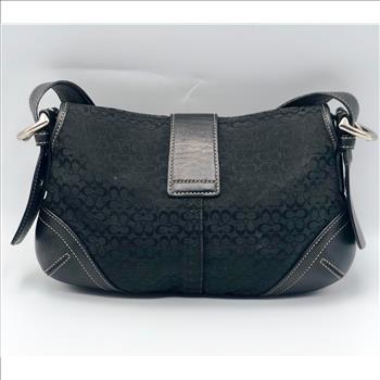 Coach Soho Mini Small Flap- Style 6818 Black Signature Jacquard and Leather Shoulder Bag Retail $ 218