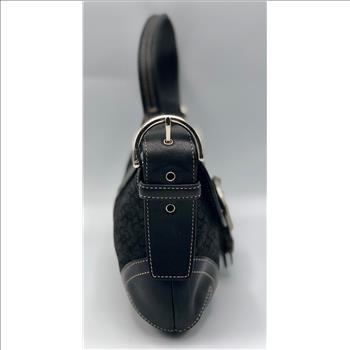 Coach Soho Mini Small Flap- Style 6818 Black Signature Jacquard and Leather Shoulder Bag Retail $ 218