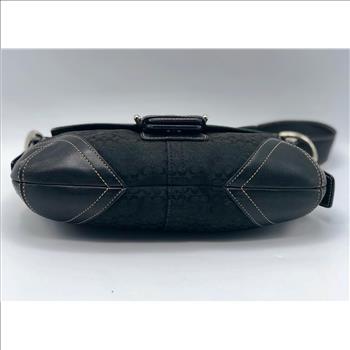 Coach Soho Mini Small Flap- Style 6818 Black Signature Jacquard and Leather Shoulder Bag Retail $ 218