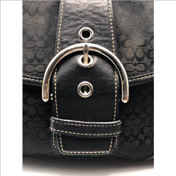 Coach Soho Mini Small Flap- Style 6818 Black Signature Jacquard and Leather Shoulder Bag Retail $ 218
