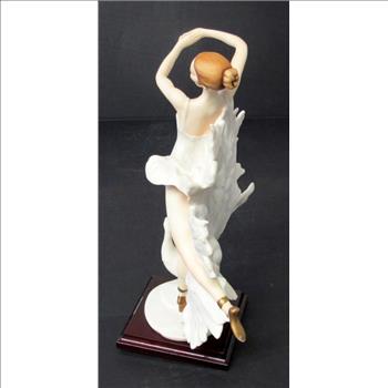 GIUSEPPE ARMANI CAPODIMONTE ART Ballerina Posing with Peacock Sculpture