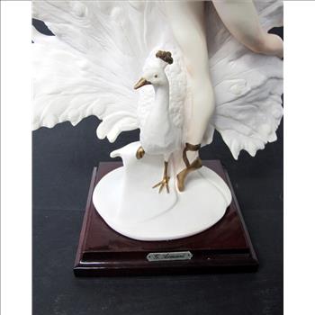 GIUSEPPE ARMANI CAPODIMONTE ART Ballerina Posing with Peacock Sculpture