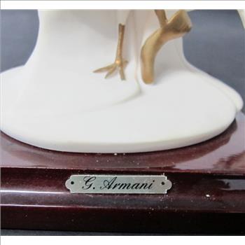 GIUSEPPE ARMANI CAPODIMONTE ART Ballerina Posing with Peacock Sculpture