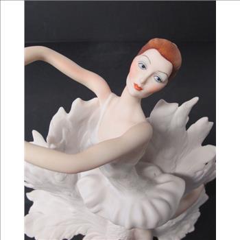 GIUSEPPE ARMANI CAPODIMONTE ART Ballerina Posing with Peacock Sculpture