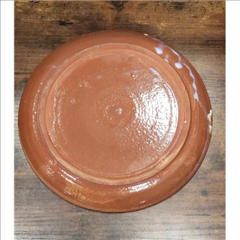 VTG  Hand Painted Fish Glazed Redware Art Pottery Decorative Plate 9.5