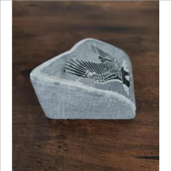 VTG Hand Carved/Etched American Eagle Natural Soap Stone Paper Weight-Made in Canada