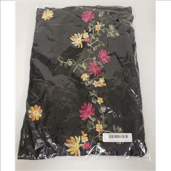 New Beautiful Floral Embroidered Women's Black Scarf Sz 69x27