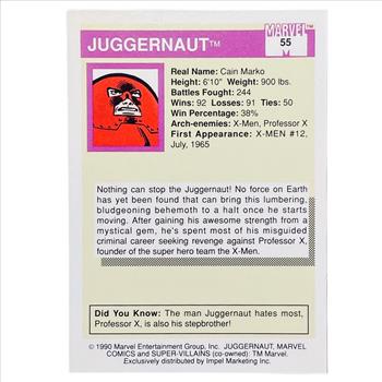 1990 Marvel Impel Juggernaut Super-Villains Trading Card #55